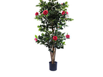 Realistic looking artificial fake tree used in offices, home and plantscaping for sale and bulk purchase online - FLOWERING-TREE-CAMELIA-PINK