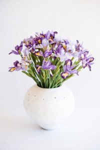 IRIS ARRANGEMENT IN WHITE RESIN VASE
