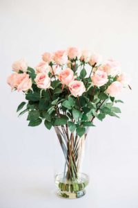 PINK ROSES IN GLASS VASE
