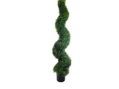 Realistic looking artificial fake tree used in offices, home and plantscaping for sale and bulk purchase online - spiral boxwood